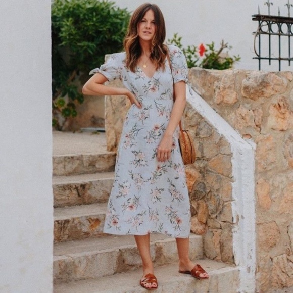 zara floral linen dress